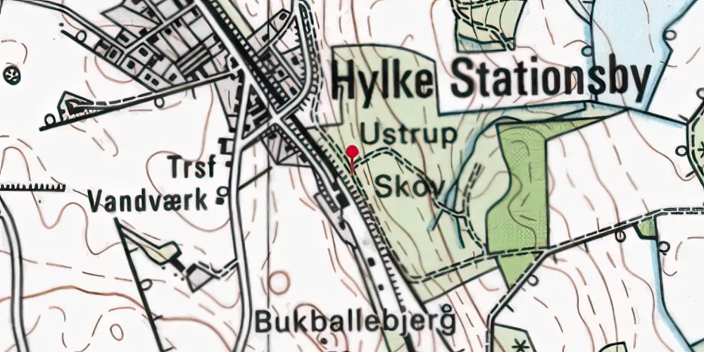 Historisk kort over Hylke Trinbræt Historisk kort over Hylke Trinbræt
