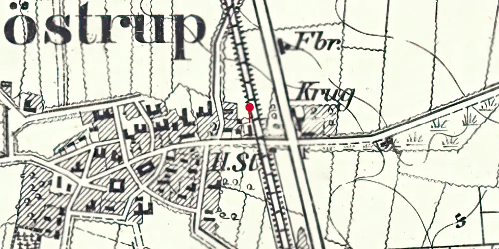Historisk kort over Døstrup (Sønderjylland) Trinbræt Historisk kort over Døstrup (Sønderjylland) Trinbræt