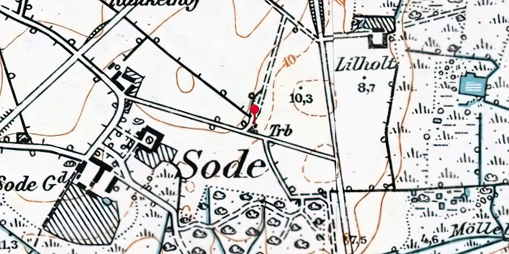 Historisk kort over Sode Holdeplads Historisk kort over Sode Holdeplads