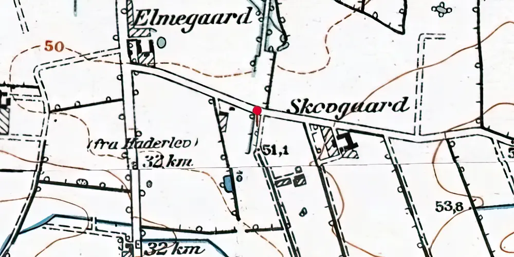 Historisk kort over Skodborgskov Holdeplads med sidespor Historisk kort over Skodborgskov Holdeplads med sidespor