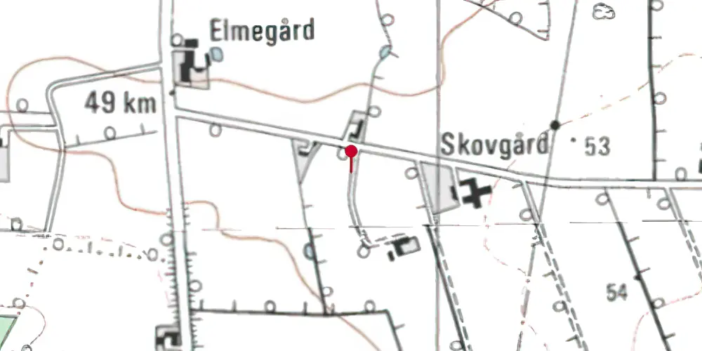 Historisk kort over Skodborgskov Holdeplads med sidespor Historisk kort over Skodborgskov Holdeplads med sidespor