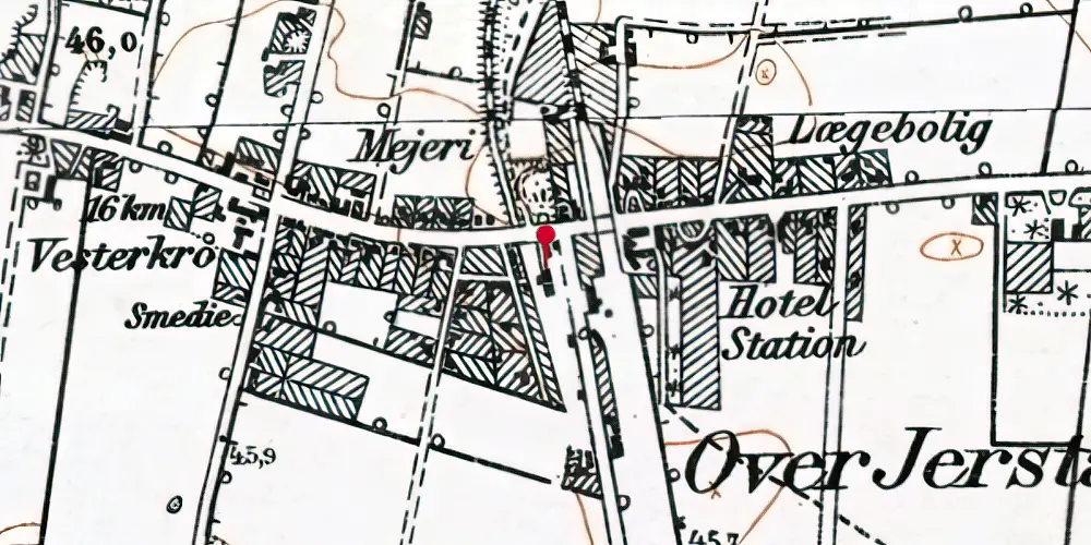 Historisk kort over Over-Jerstal Amtsbanegård Historisk kort over Over-Jerstal Amtsbanegård