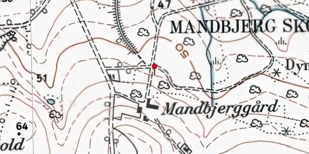 Historisk kort over Mandbjerg Holdeplads med sidespor Historisk kort over Mandbjerg Holdeplads med sidespor