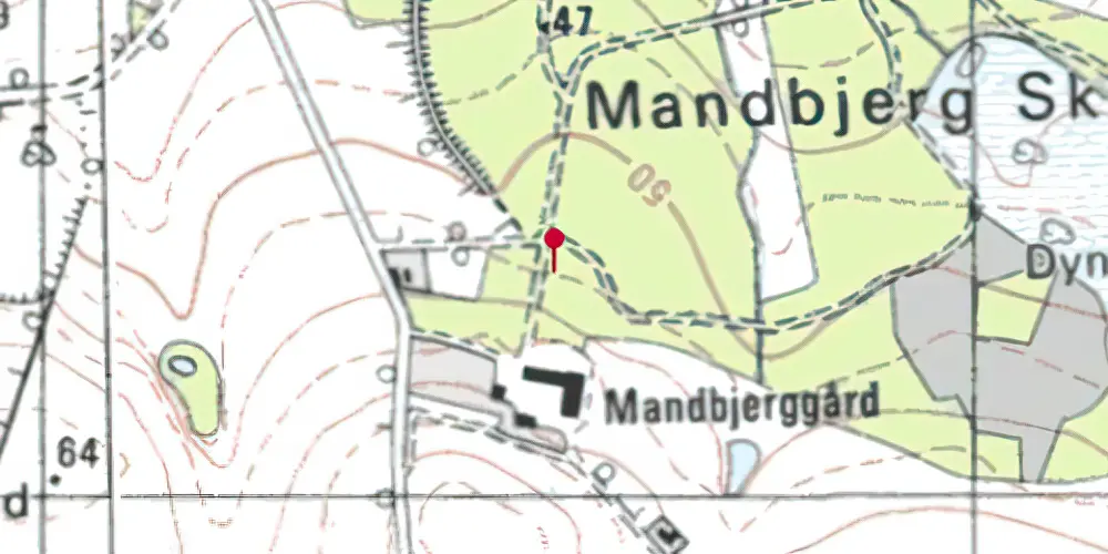 Historisk kort over Mandbjerg Holdeplads med sidespor Historisk kort over Mandbjerg Holdeplads med sidespor