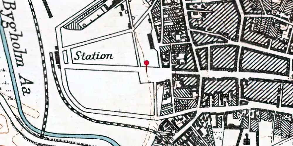 Historisk kort over Horsens Privatbanestation Historisk kort over Horsens Privatbanestation