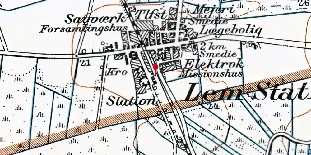 Historisk kort over Lem Trinbræt Historisk kort over Lem Trinbræt