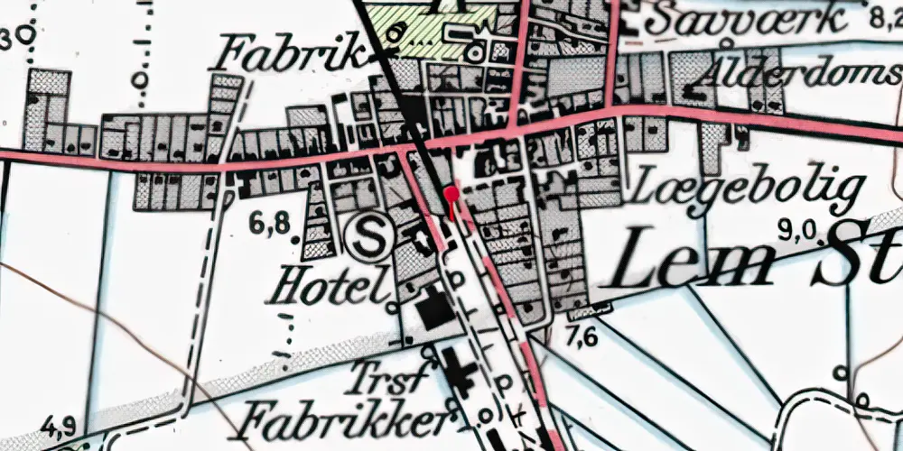Historisk kort over Lem Trinbræt Historisk kort over Lem Trinbræt