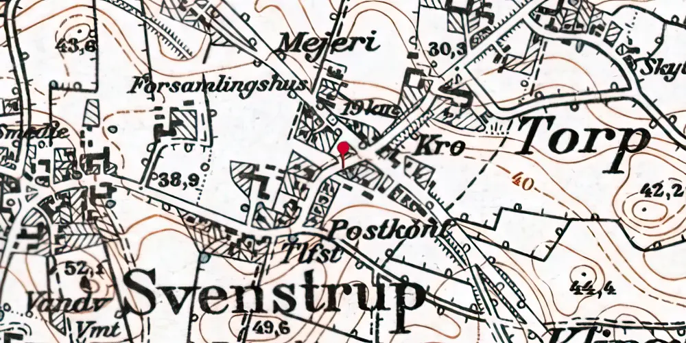 Historisk kort over Svenstrup (Als) Stationskro