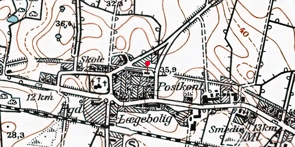 Historisk kort over Tandslet Station