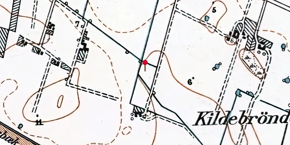 Historisk kort over Kildebrønde Transversalstation Historisk kort over Kildebrønde Transversalstation