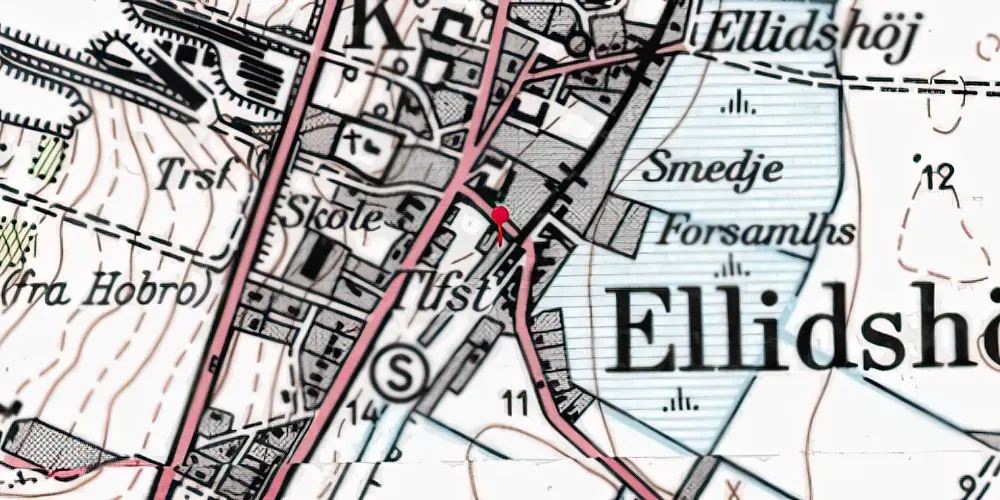 Historisk kort over Ellidshøj Teknisk Station Historisk kort over Ellidshøj Teknisk Station