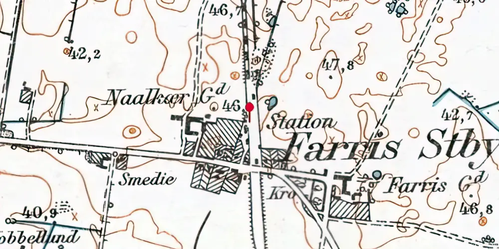 Historisk kort over Farris Teknisk Station Historisk kort over Farris Teknisk Station