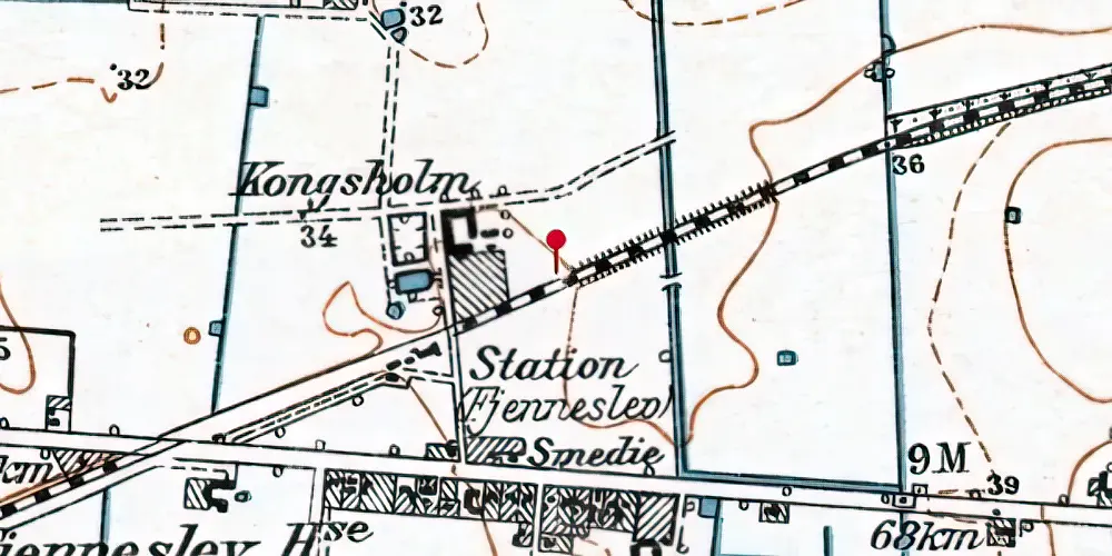 Historisk kort over Fjenneslev Teknisk Station Historisk kort over Fjenneslev Teknisk Station