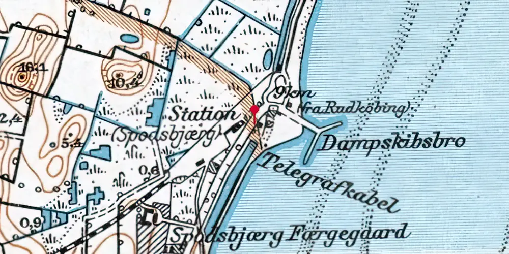 Historisk kort over Spodsbjerg Station