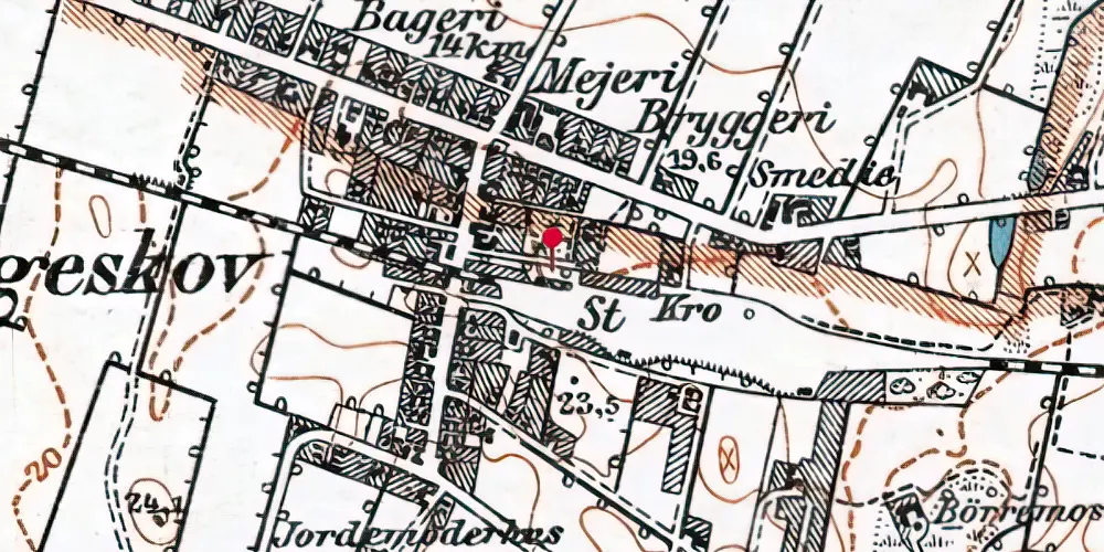 Historisk kort over Langeskov Holdeplads [1869-1888]