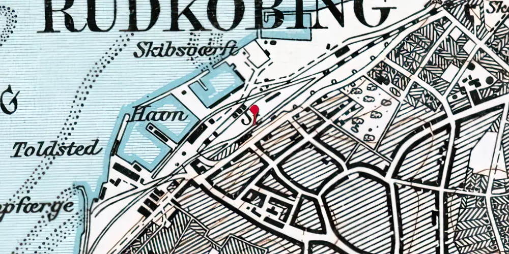 Historisk kort over Rudkøbing Station