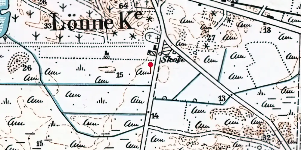 Historisk kort over Houstrupvej Trinbræt