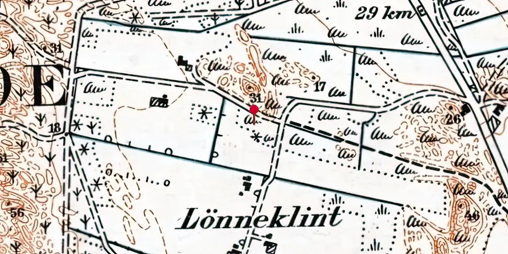 Historisk kort over Kragelund Trinbræt med Sidespor Historisk kort over Kragelund Trinbræt med Sidespor