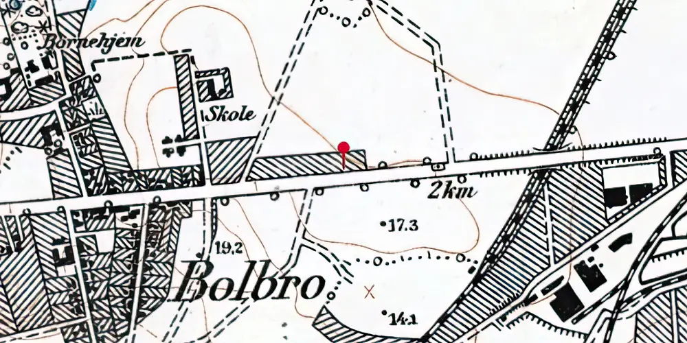 Historisk kort over Bolbro Letbanestation Historisk kort over Bolbro Letbanestation