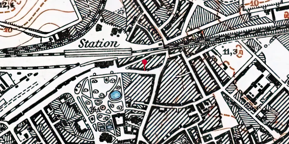 Historisk kort over Odense Banegård Letbanestation Historisk kort over Odense Banegård Letbanestation