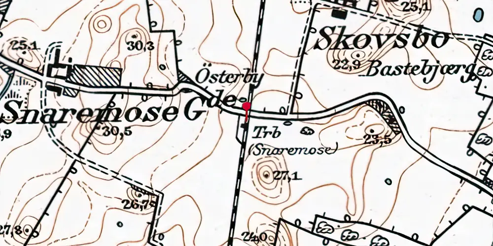 Historisk kort over Snaremose Trinbræt