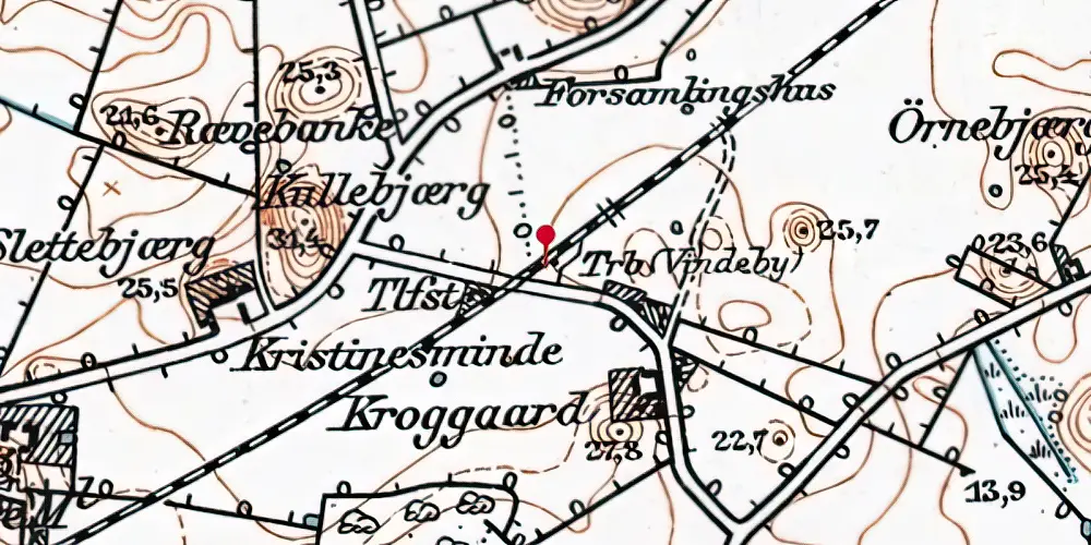 Historisk kort over Vindeby Trinbræt med Sidespor Historisk kort over Vindeby Trinbræt med Sidespor