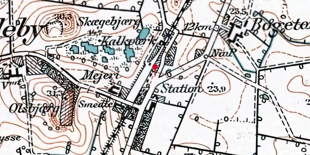 Historisk kort over Kædeby Station Historisk kort over Kædeby Station
