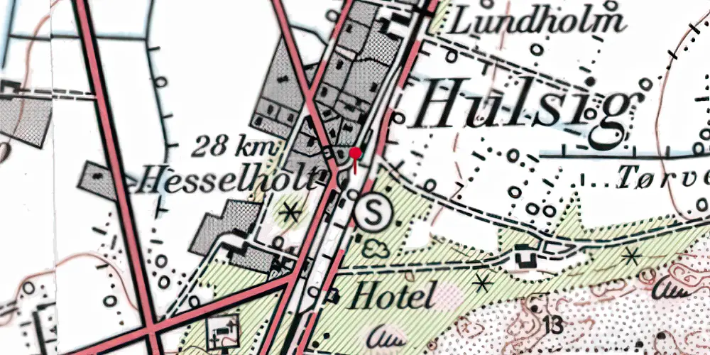 Historisk kort over Hulsig Trinbræt Historisk kort over Hulsig Trinbræt