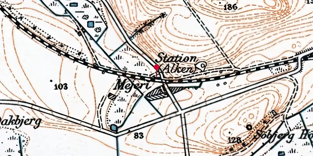 Historisk kort over Alken Holdeplads [1903-1961]