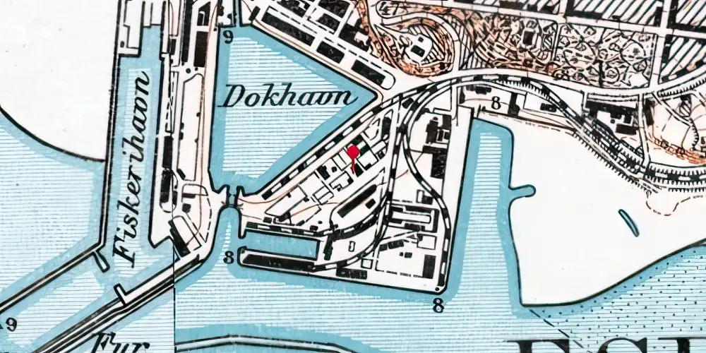 Historisk kort over Esbjerg Havn (Englandsstation) Station [1895-1951]