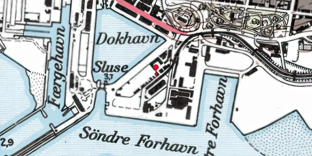 Historisk kort over Esbjerg Havn (Englandsstation) Station [1895-1951]