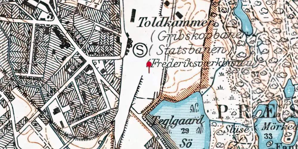 Historisk kort over Hillerød Privatbanestation [1880-1906]