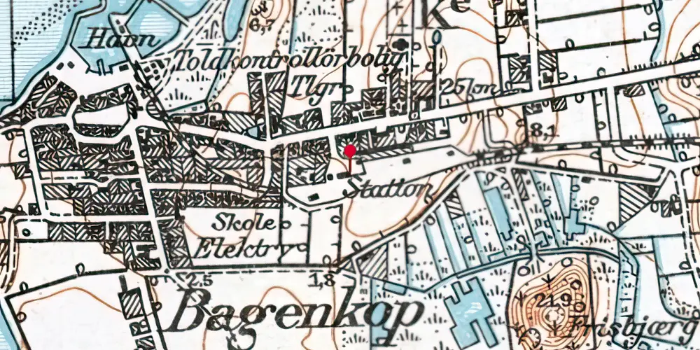Historisk kort over Bagenkop Station Historisk kort over Bagenkop Station