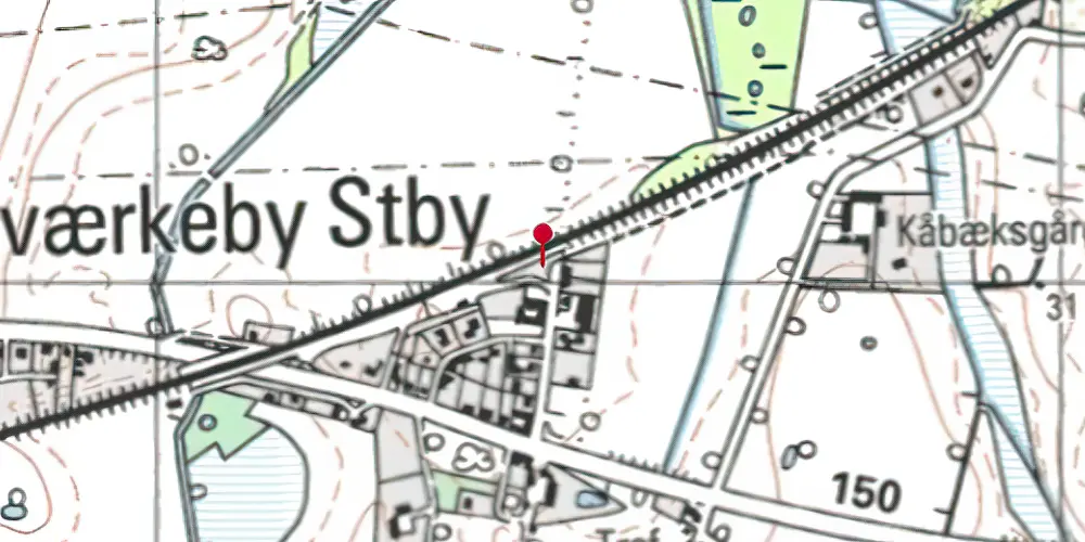 Historisk kort over Kværkeby Station [1945-1970]