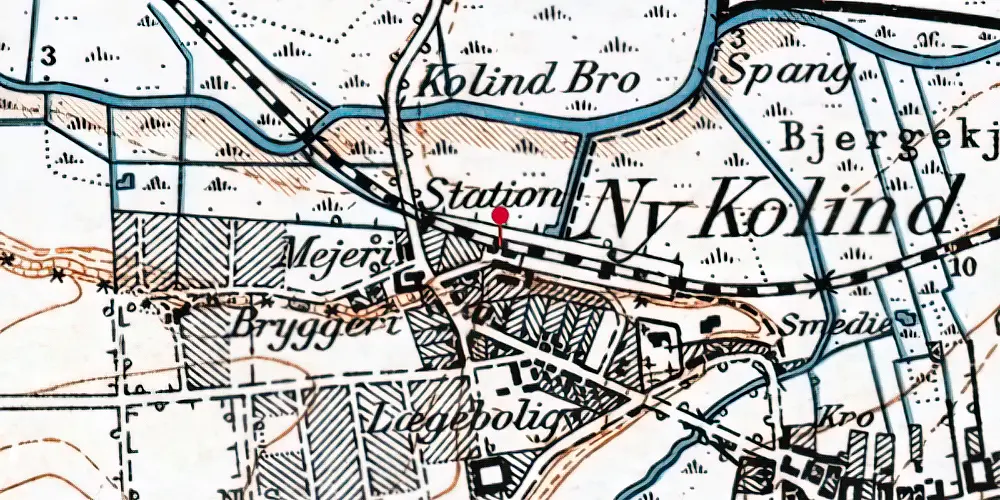 Historisk kort over Kolind Letbanestation Historisk kort over Kolind Letbanestation