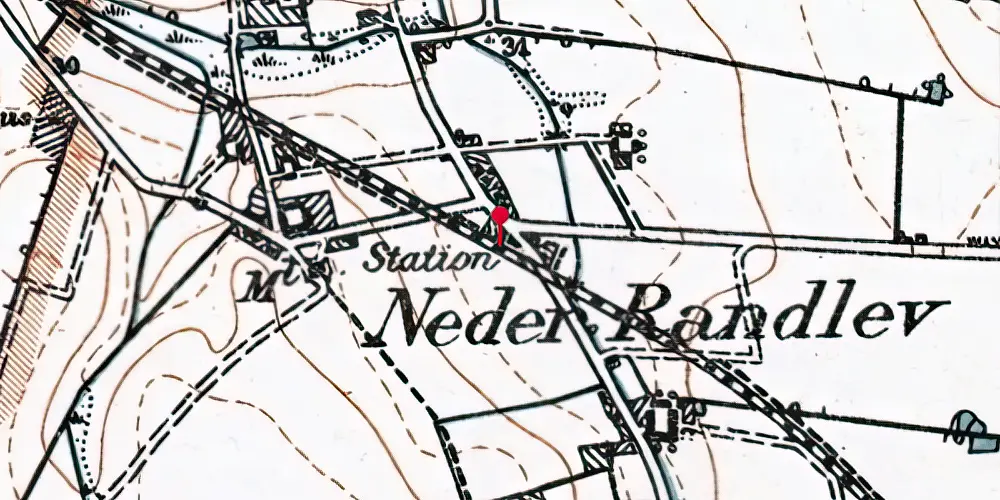 Historisk kort over Neder Randlev Ekspeditricestation [1939-1969]