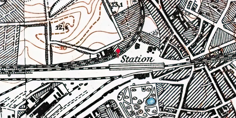 Historisk kort over Odense OMB Station [1911-1914]