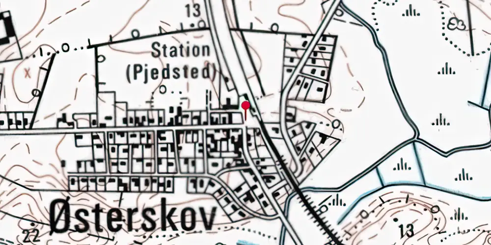 Historisk kort over Pjedsted Billetsalgssted [1875-1897]