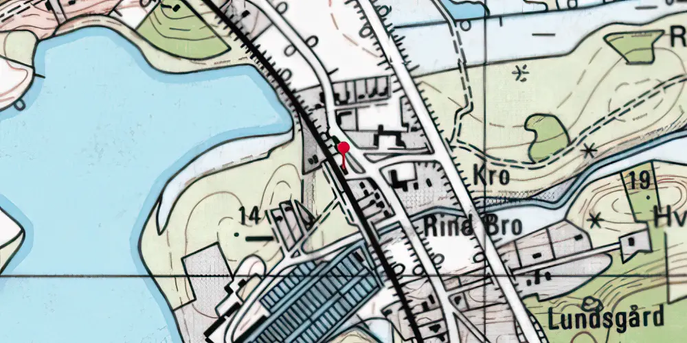 Historisk kort over Rindsholm Teknisk Station Historisk kort over Rindsholm Teknisk Station