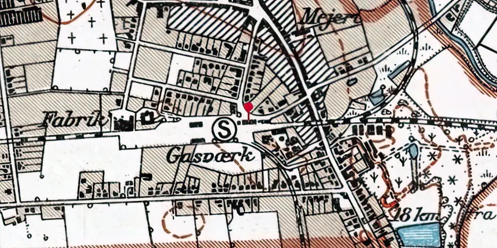 Historisk kort over Sakskøbing Station [1874-1985]