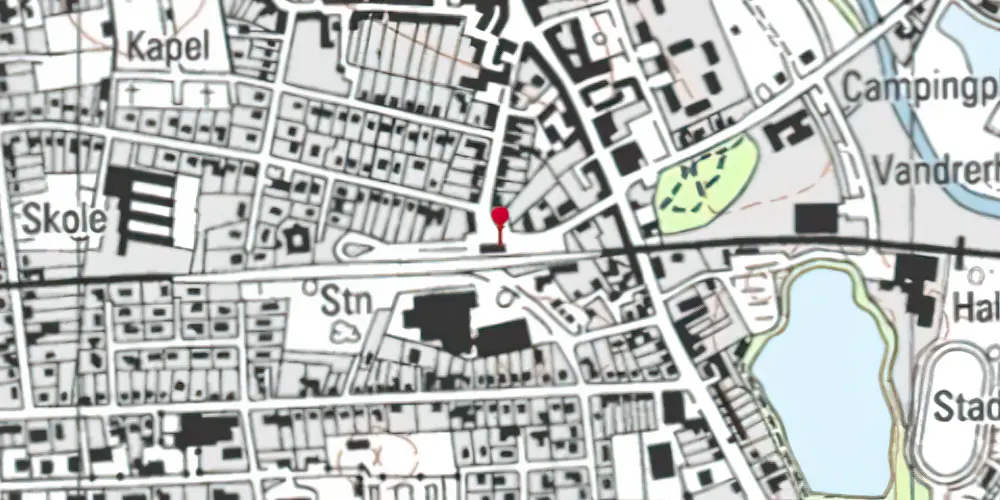 Historisk kort over Sakskøbing Station [1874-1985]