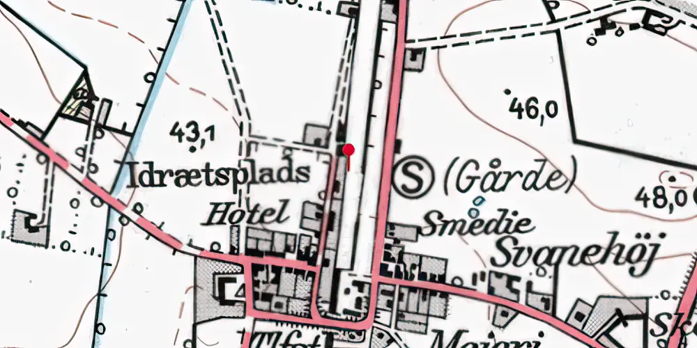 Historisk kort over Gårde Trinbræt Historisk kort over Gårde Trinbræt