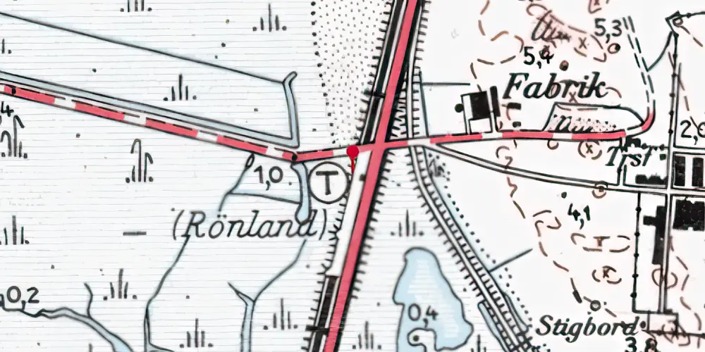 Historisk kort over Rønland Station [1955-1979]