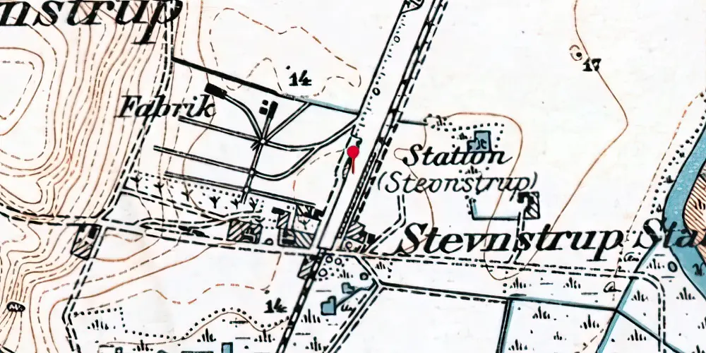 Historisk kort over Stevnstrup Teknisk Station