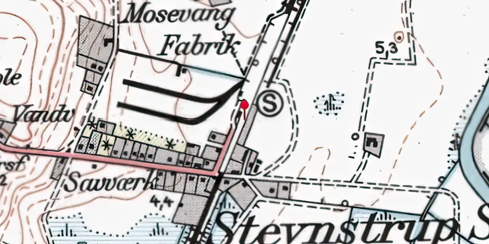 Historisk kort over Stevnstrup Teknisk Station