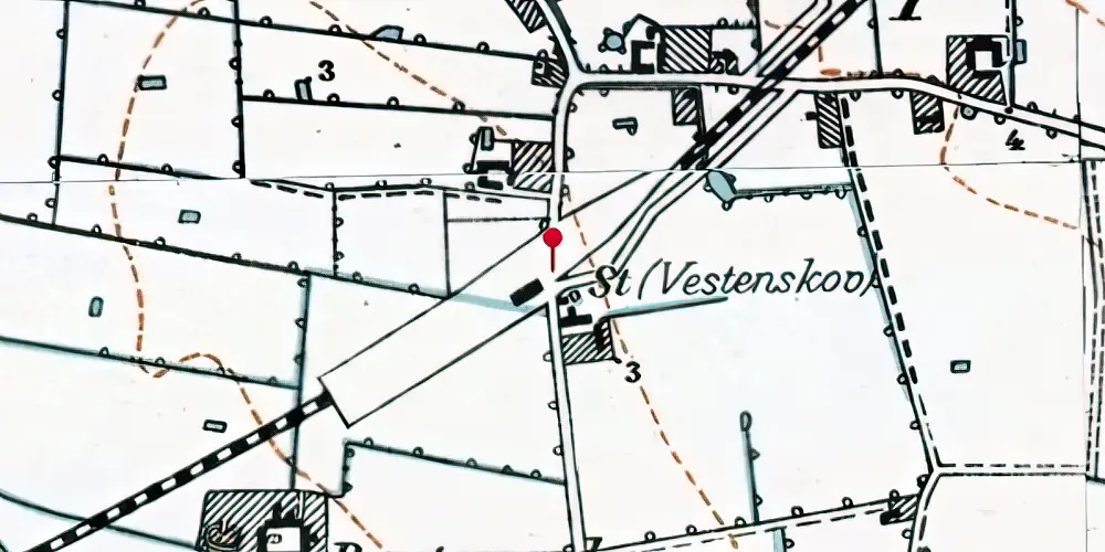 Historisk kort over Vestenskov Station Historisk kort over Vestenskov Station