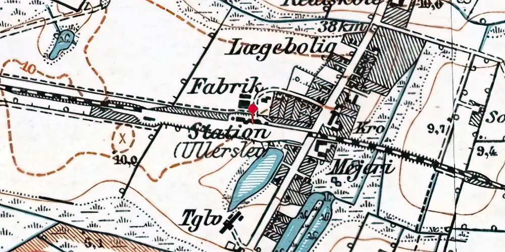 Historisk kort over Ullerslev Teknisk Station Historisk kort over Ullerslev Teknisk Station