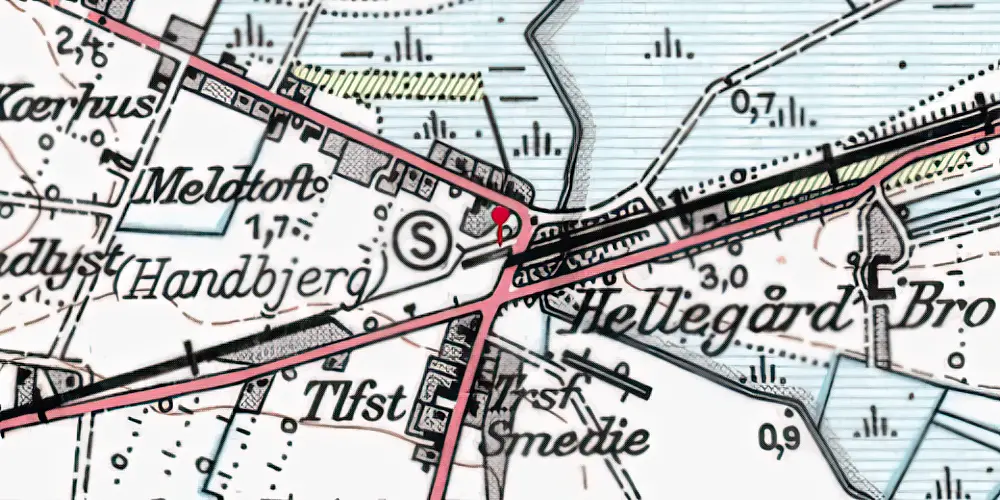 Historisk kort over Handbjerg Privat Billetsalgssted [1875-1883]