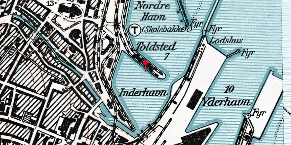 Historisk kort over Aarhus Havnestation Historisk kort over Aarhus Havnestation