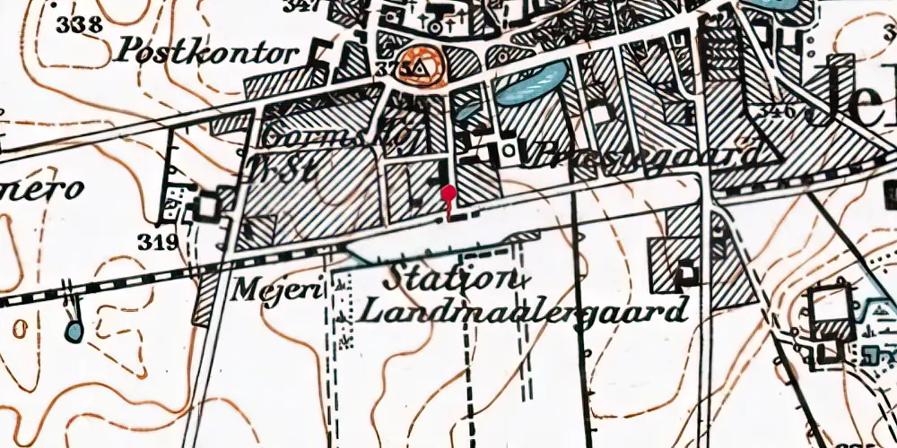 Historisk kort over Jelling Station [1894-1914]